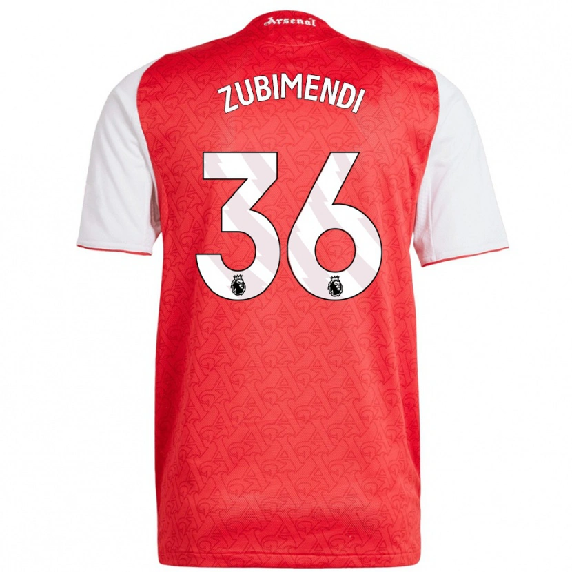 Danxen Uomo Maglia Martín Zubimendi #36 Rosso Bianco Kit Gara Home 2025/26 Maglietta