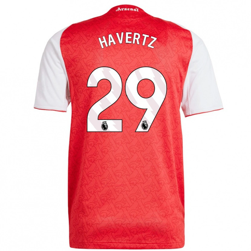 Danxen Uomo Maglia Kai Havertz #29 Rosso Bianco Kit Gara Home 2025/26 Maglietta