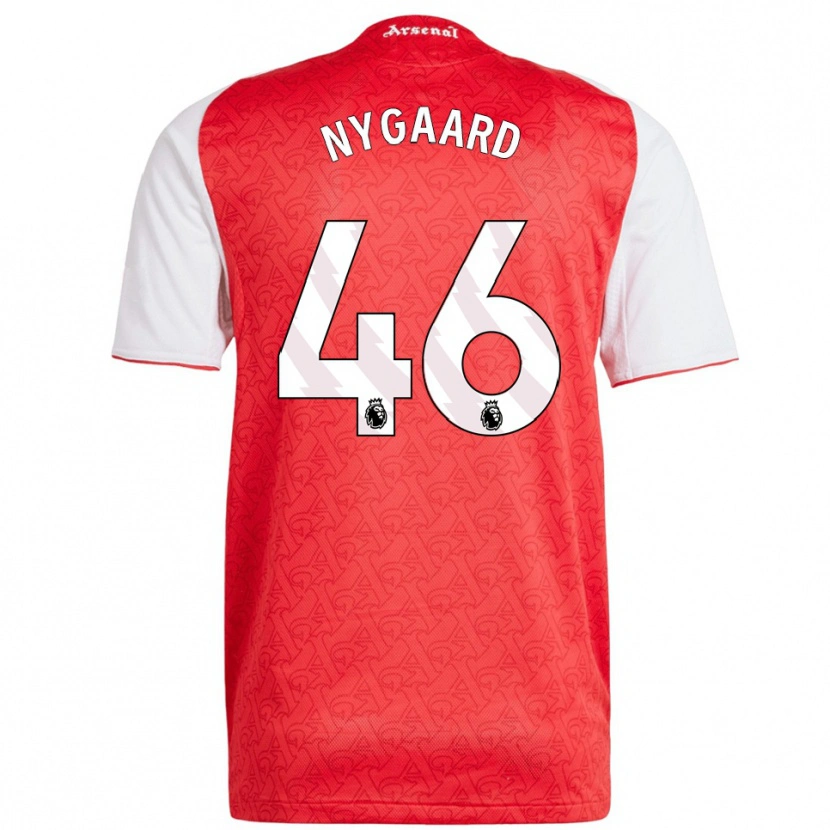 Danxen Uomo Maglia Lucas Nygaard #46 Rosso Bianco Kit Gara Home 2025/26 Maglietta