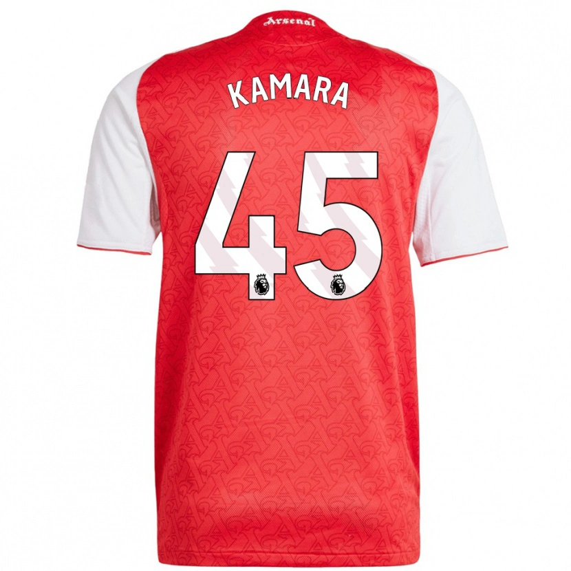 Danxen Uomo Maglia Osman Kamara #45 Rosso Bianco Kit Gara Home 2025/26 Maglietta