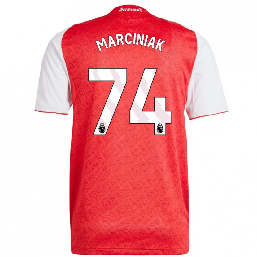 Danxen Uomo Maglia Alex Marciniak #74 Rosso Bianco Kit Gara Home 2025/26 Maglietta