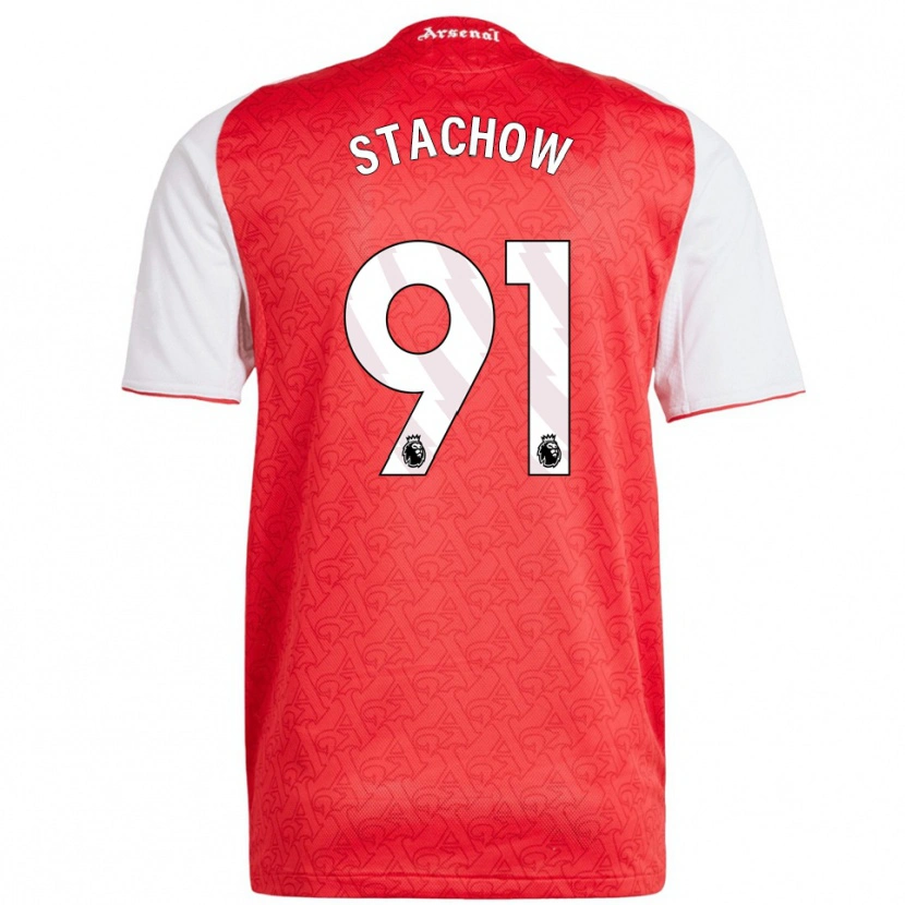Danxen Uomo Maglia Patrick Stachow #91 Rosso Bianco Kit Gara Home 2025/26 Maglietta