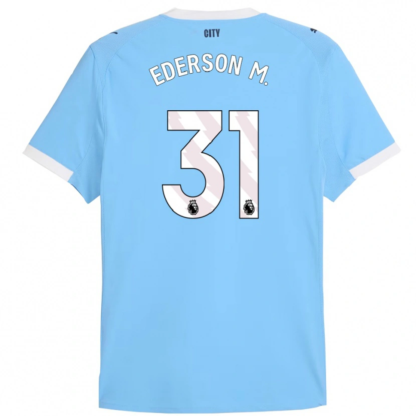 Danxen Uomo Maglia Ederson #31 Azzurro Bianco Kit Gara Home 2025/26 Maglietta