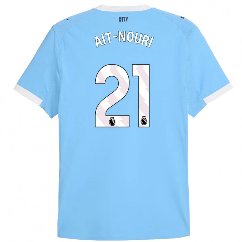 Danxen Uomo Maglia Rayan Aït-Nouri #21 Azzurro Bianco Kit Gara Home 2025/26 Maglietta