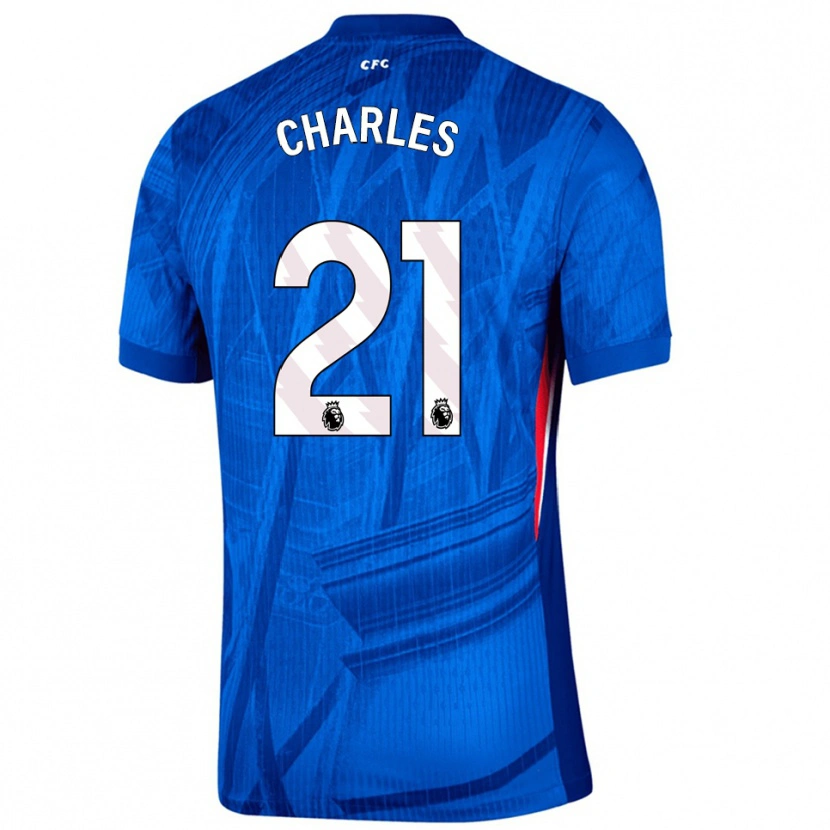 Danxen Uomo Maglia Niamh Charles #21 Blu Bianco Kit Gara Home 2025/26 Maglietta
