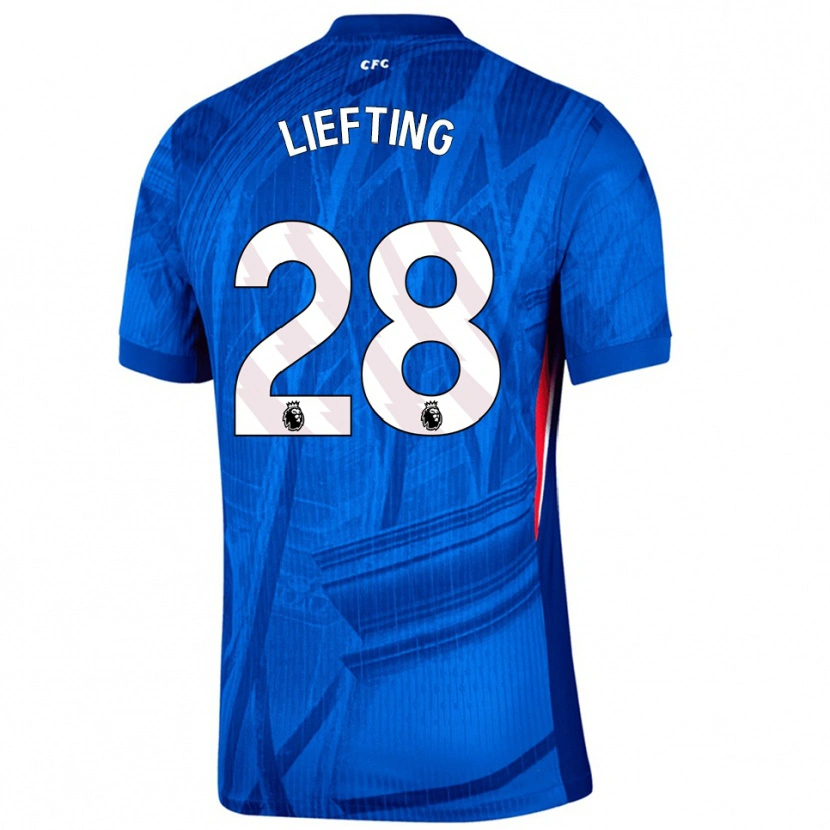 Danxen Uomo Maglia Femke Liefting #28 Blu Bianco Kit Gara Home 2025/26 Maglietta