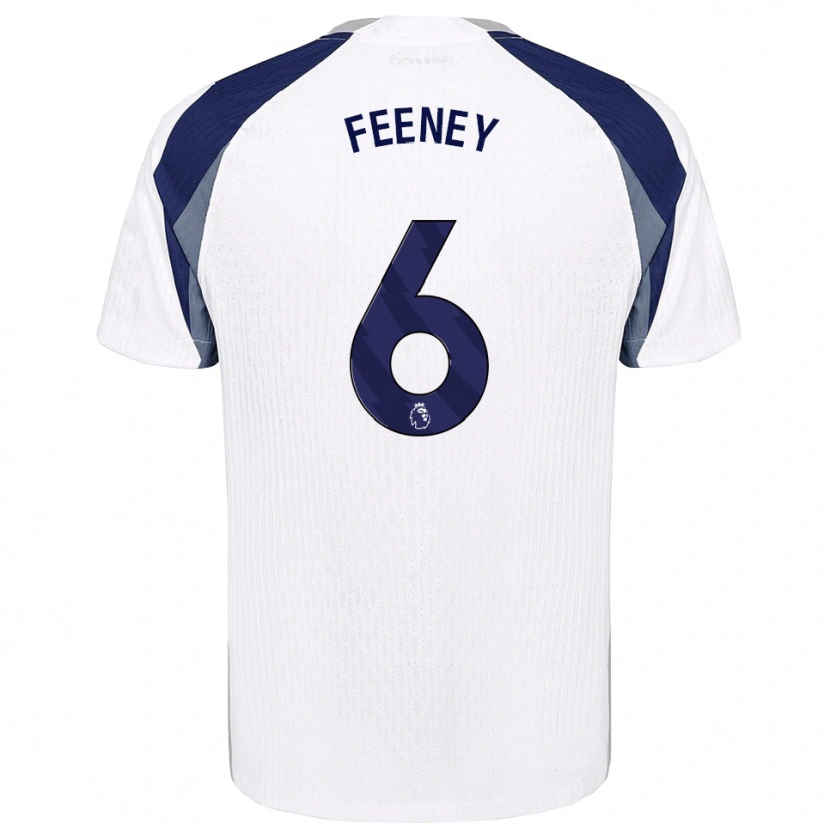 Danxen Uomo Maglia George Feeney #6 Bianco Navy Kit Gara Home 2025/26 Maglietta