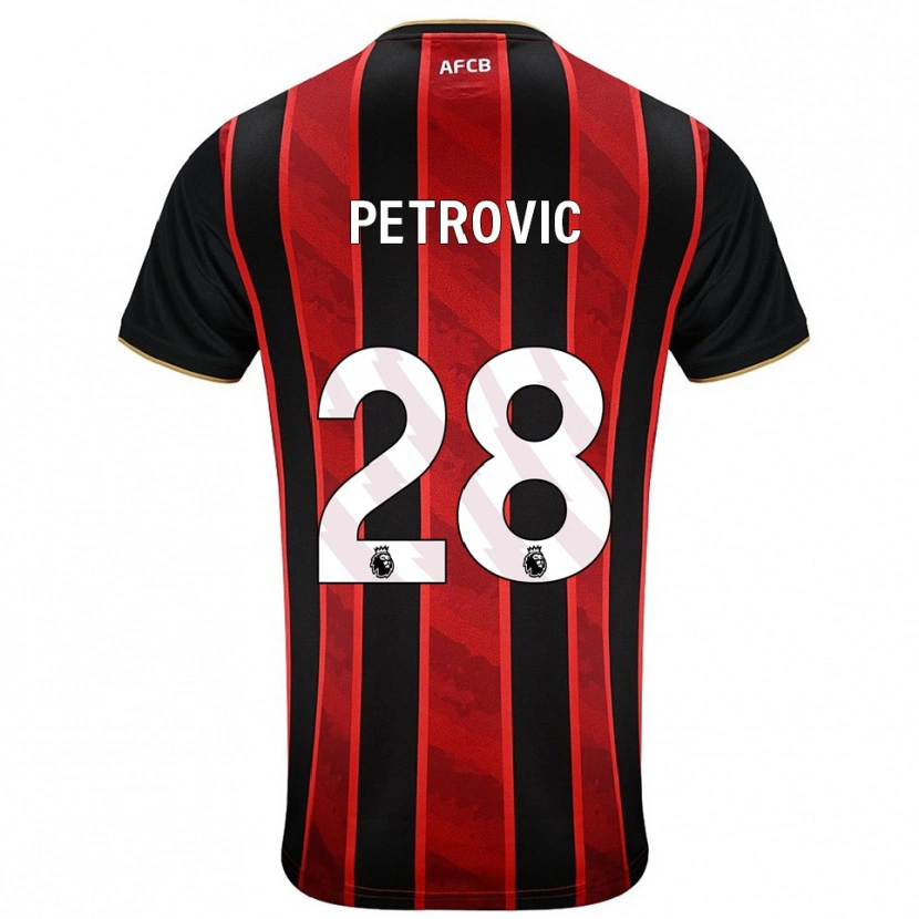 Danxen Uomo Maglia Djordje Petrovic #28 Rosso Nero Kit Gara Home 2025/26 Maglietta