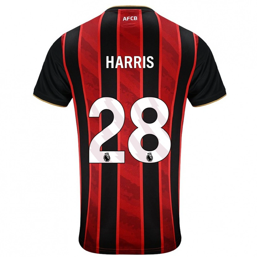 Danxen Uomo Maglia Charlotte Harris #28 Rosso Nero Kit Gara Home 2025/26 Maglietta