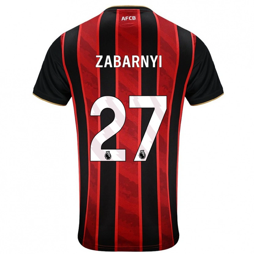 Danxen Uomo Maglia Ilya Zabarnyi #27 Rosso Nero Kit Gara Home 2025/26 Maglietta