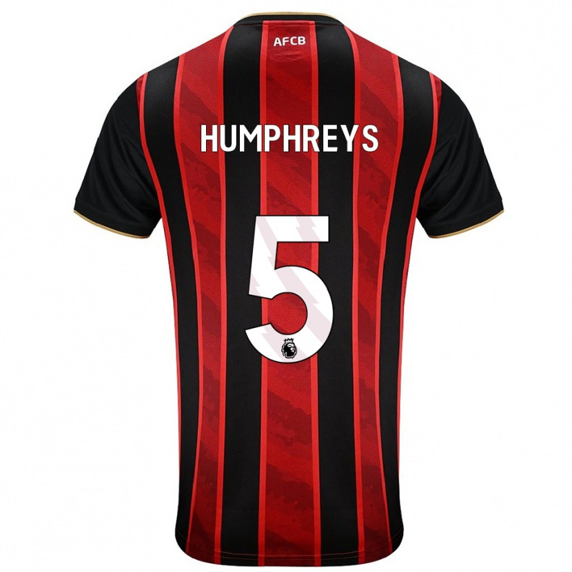 Danxen Uomo Maglia Holly Humphreys #5 Rosso Nero Kit Gara Home 2025/26 Maglietta