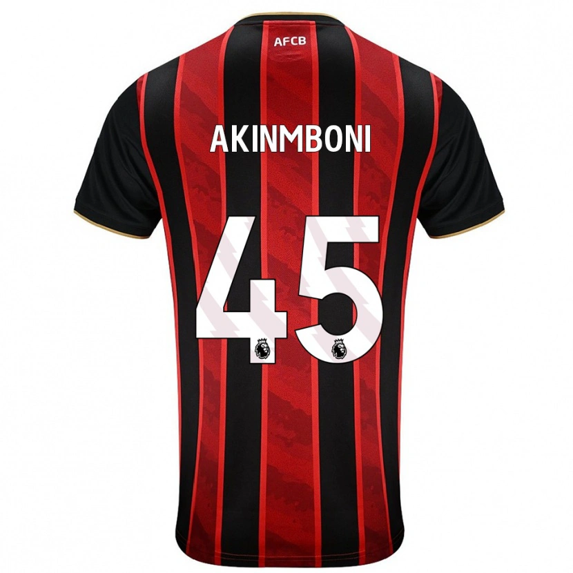 Danxen Uomo Maglia Matai Akinmboni #45 Rosso Nero Kit Gara Home 2025/26 Maglietta