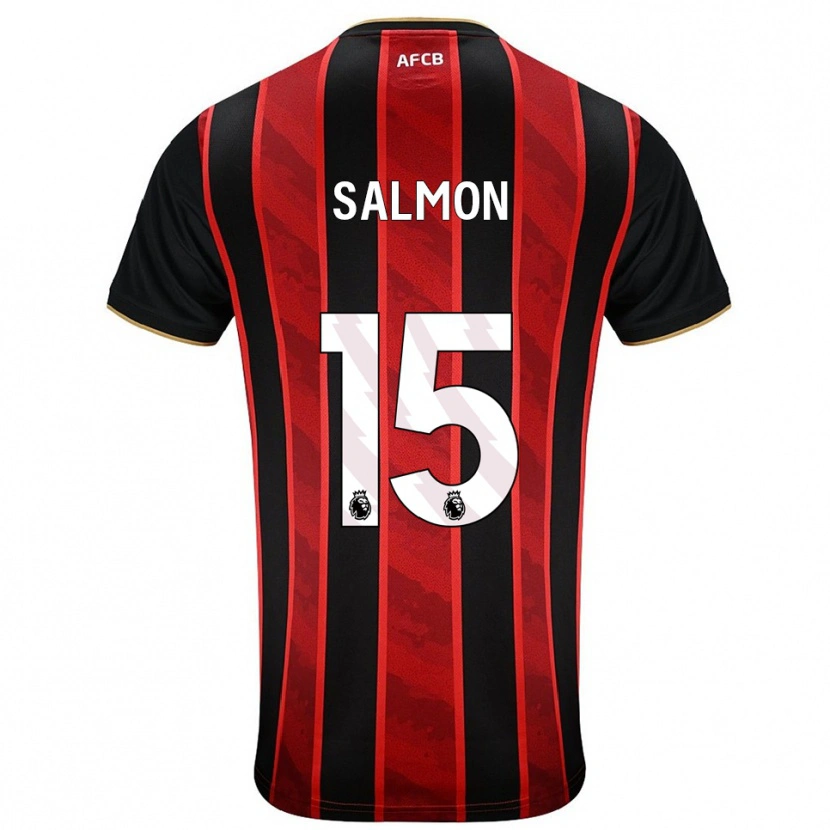 Danxen Uomo Maglia Josh Salmon #15 Rosso Nero Kit Gara Home 2025/26 Maglietta
