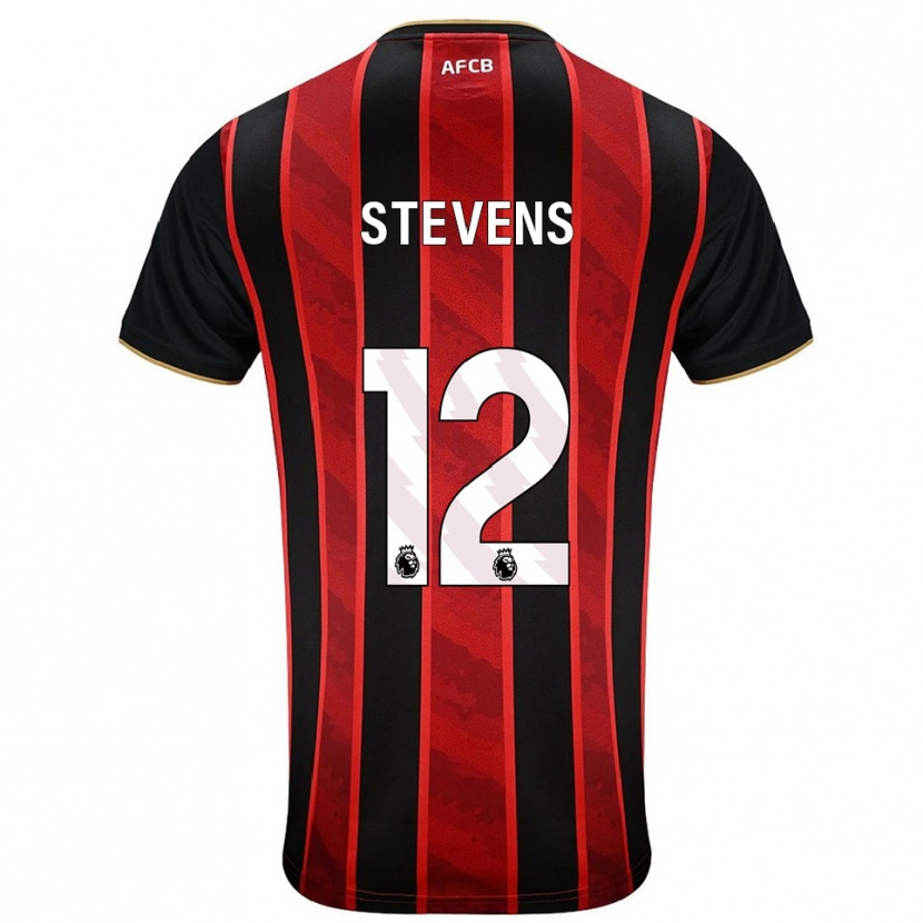 Danxen Uomo Maglia Charlie Stevens #12 Rosso Nero Kit Gara Home 2025/26 Maglietta
