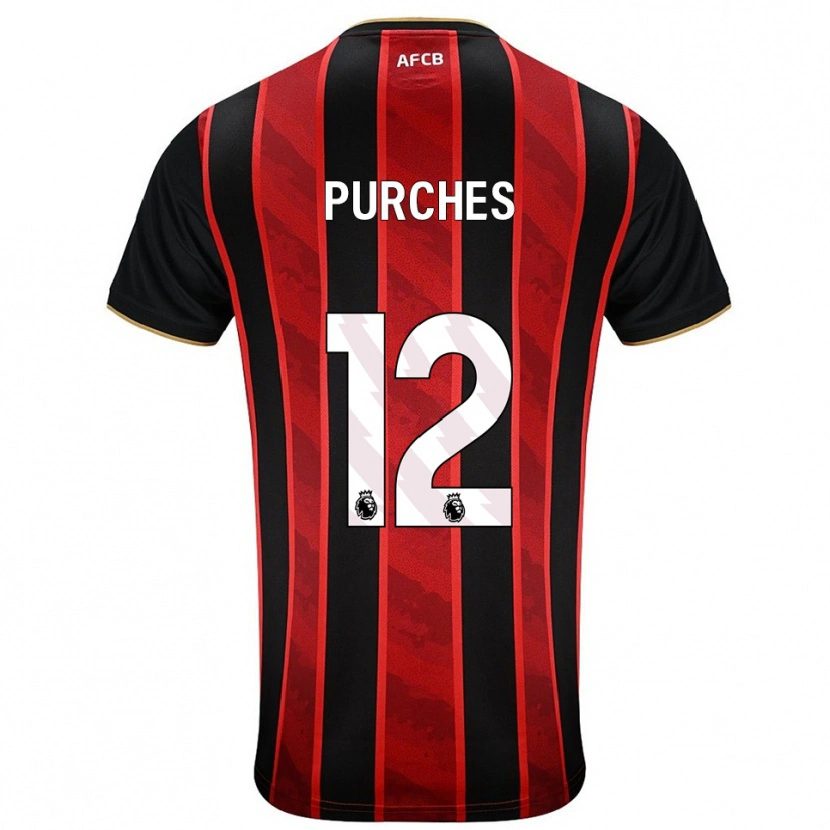 Danxen Uomo Maglia Ben Purches #12 Rosso Nero Kit Gara Home 2025/26 Maglietta