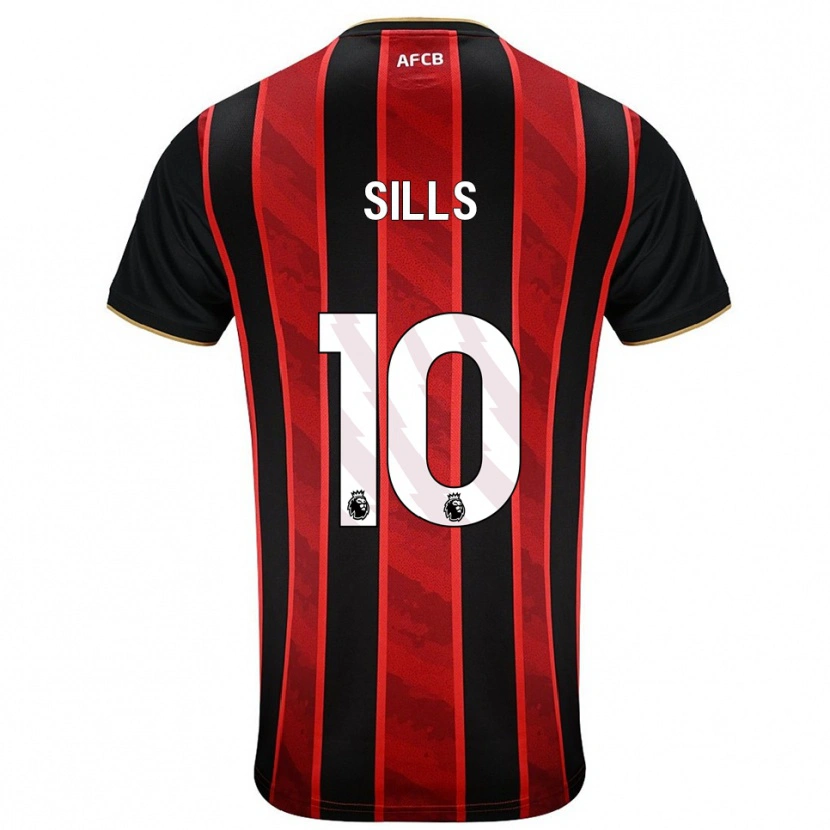 Danxen Uomo Maglia Ethan Sills #10 Rosso Nero Kit Gara Home 2025/26 Maglietta