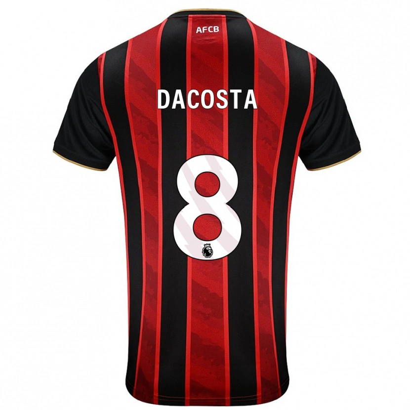 Danxen Uomo Maglia Malcom Dacosta #8 Rosso Nero Kit Gara Home 2025/26 Maglietta