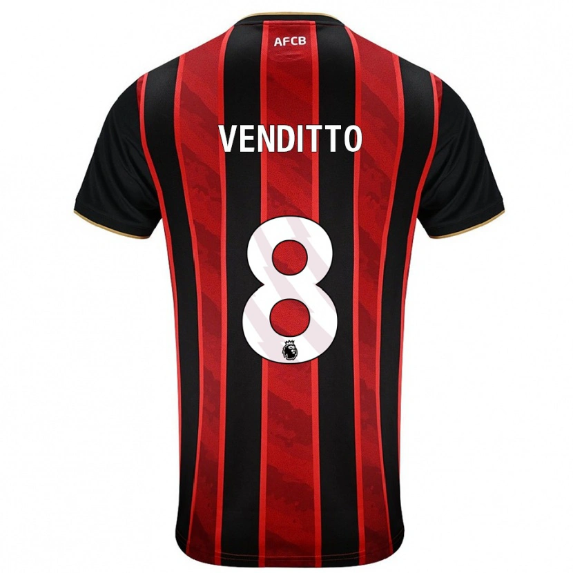 Danxen Uomo Maglia Olivia Venditto #8 Rosso Nero Kit Gara Home 2025/26 Maglietta