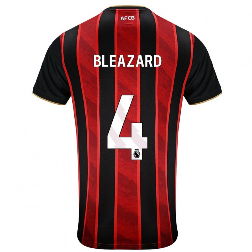 Danxen Uomo Maglia Helen Bleazard #4 Rosso Nero Kit Gara Home 2025/26 Maglietta