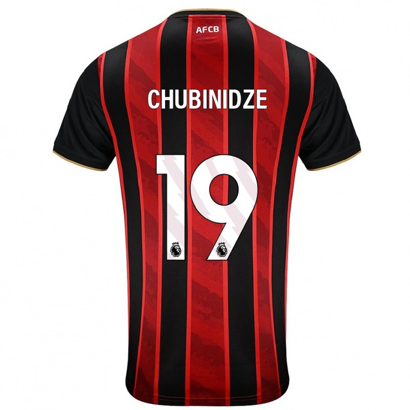 Danxen Uomo Maglia George Chubinidze #19 Rosso Nero Kit Gara Home 2025/26 Maglietta