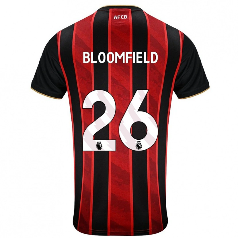 Danxen Uomo Maglia Erin Bloomfield #26 Rosso Nero Kit Gara Home 2025/26 Maglietta