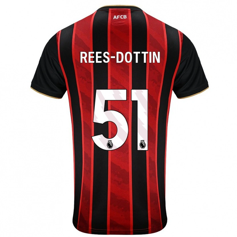 Danxen Uomo Maglia Remy Rees-Dottin #51 Rosso Nero Kit Gara Home 2025/26 Maglietta