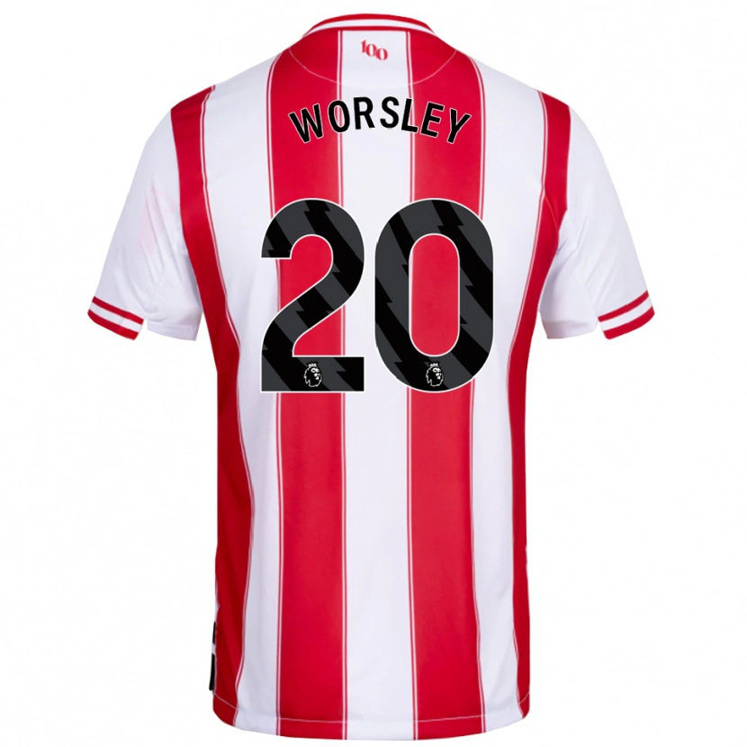 Danxen Uomo Maglia Freya Worsley #20 Rosso Bianco Kit Gara Home 2025/26 Maglietta