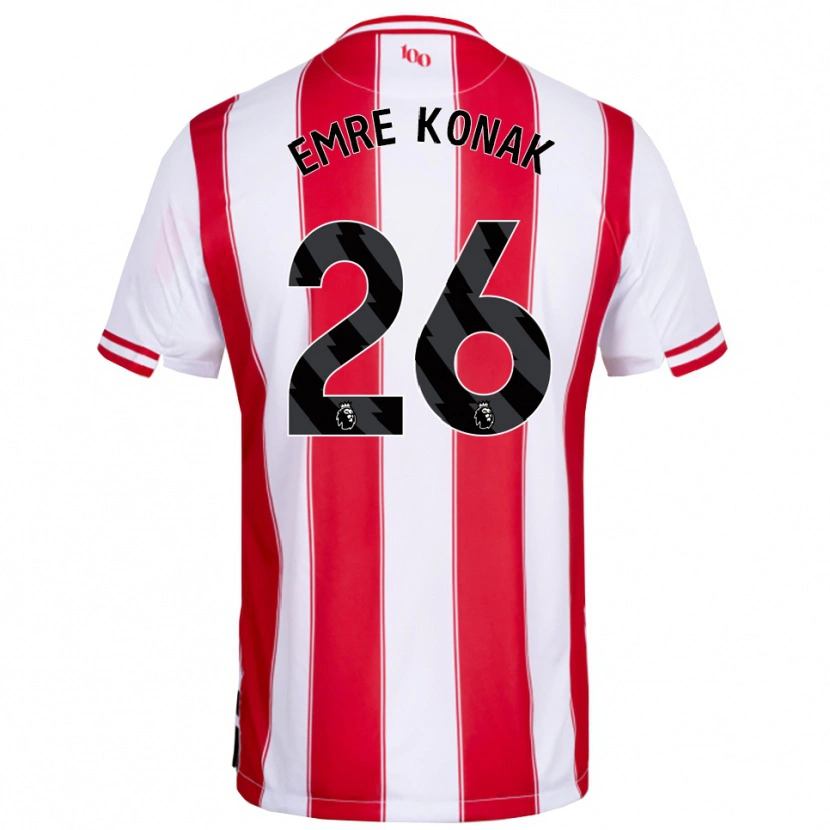Danxen Uomo Maglia Yunus Emre Konak #26 Rosso Bianco Kit Gara Home 2025/26 Maglietta