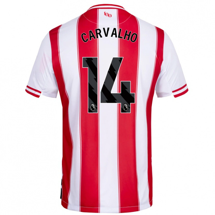 Danxen Uomo Maglia Fábio Carvalho #14 Rosso Bianco Kit Gara Home 2025/26 Maglietta