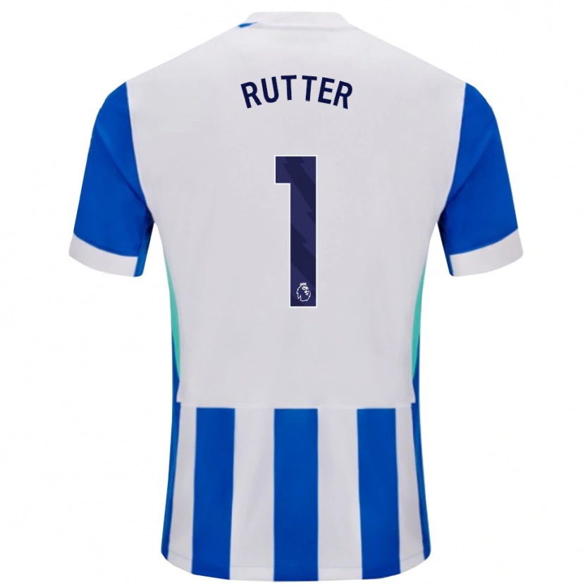 Danxen Uomo Maglia William Rutter #1 Blu Bianco Kit Gara Home 2025/26 Maglietta