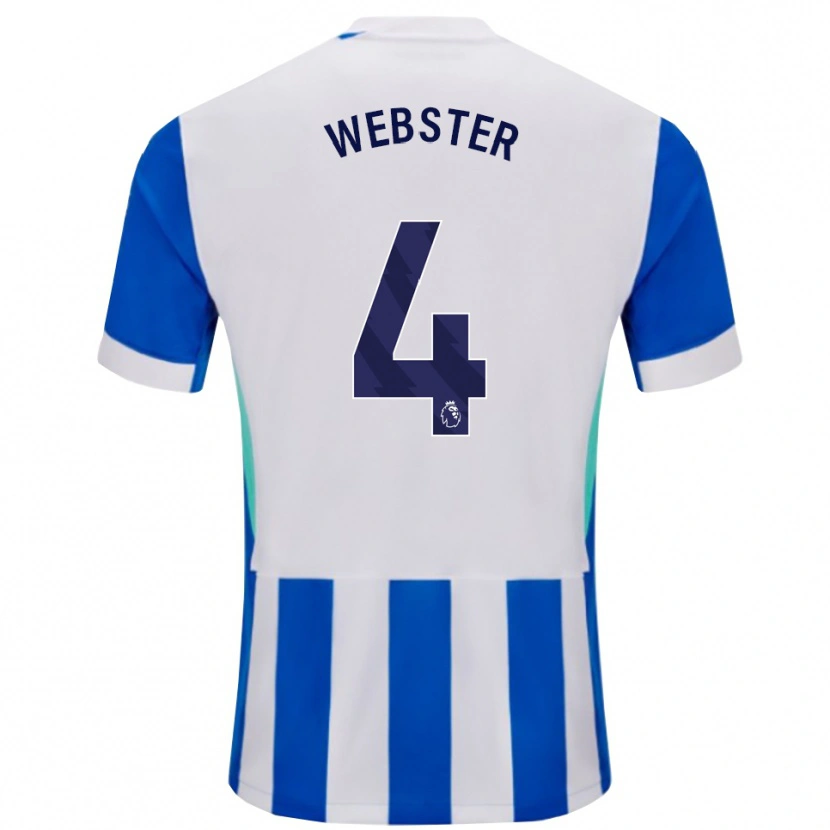 Danxen Uomo Maglia Adam Webster #4 Blu Bianco Kit Gara Home 2025/26 Maglietta