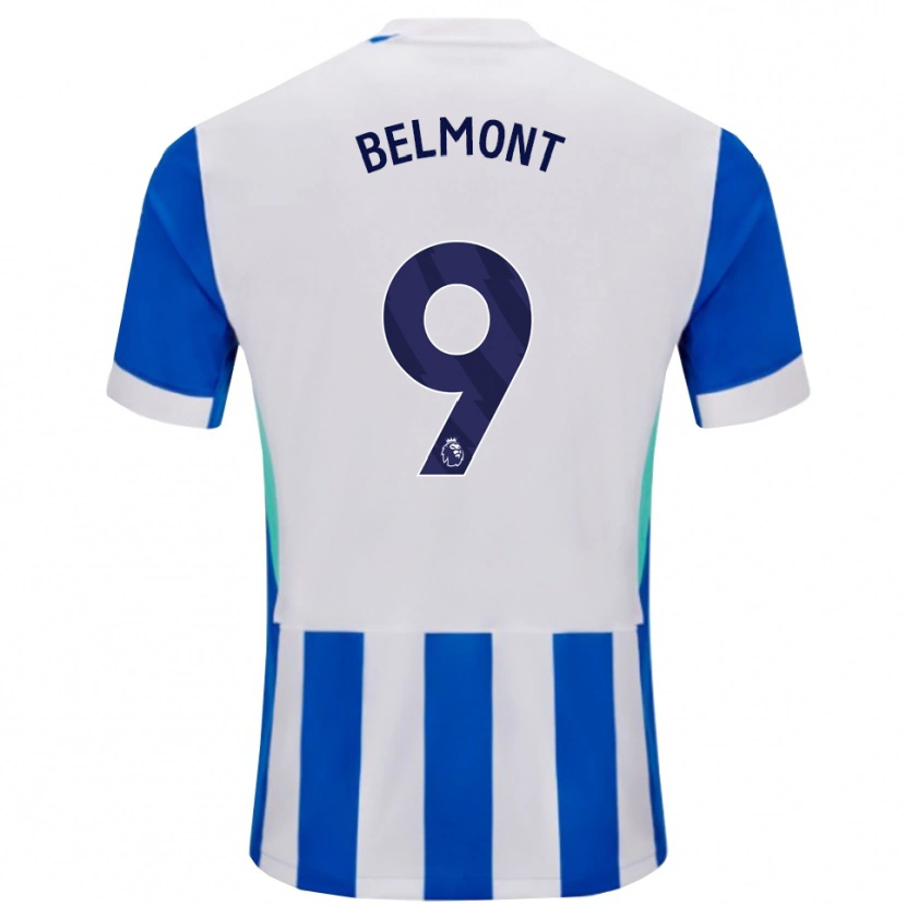 Danxen Uomo Maglia Joe Belmont #9 Blu Bianco Kit Gara Home 2025/26 Maglietta