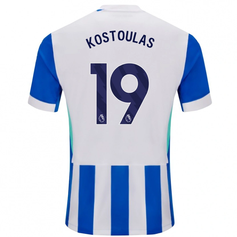 Danxen Uomo Maglia Charalampos Kostoulas #19 Blu Bianco Kit Gara Home 2025/26 Maglietta