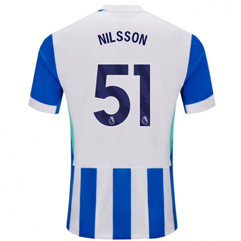 Danxen Uomo Maglia Casper Nilsson #51 Blu Bianco Kit Gara Home 2025/26 Maglietta