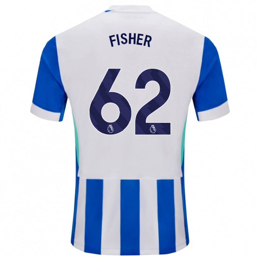 Danxen Uomo Maglia Hugo Fisher #62 Blu Bianco Kit Gara Home 2025/26 Maglietta