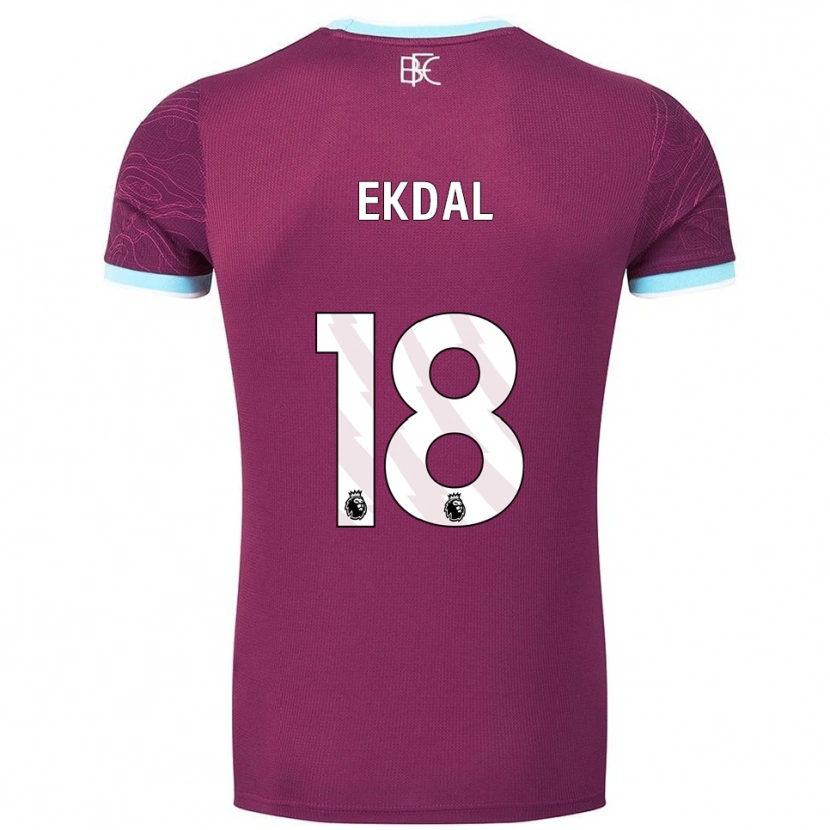 Danxen Uomo Maglia Hjalmar Ekdal #18 Borgogna Azzurro Kit Gara Home 2025/26 Maglietta