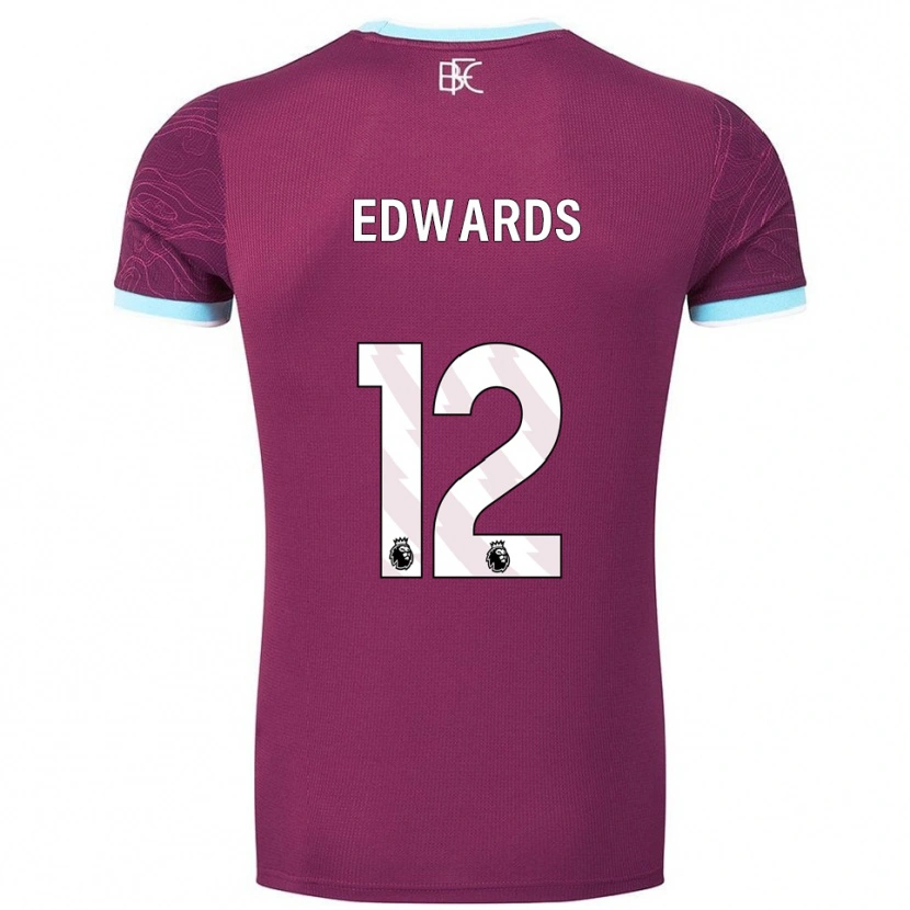 Danxen Uomo Maglia Connor Edwards #12 Borgogna Azzurro Kit Gara Home 2025/26 Maglietta