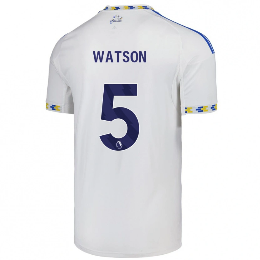 Danxen Uomo Maglia Jacob Watson #5 Bianco Blu Kit Gara Home 2025/26 Maglietta