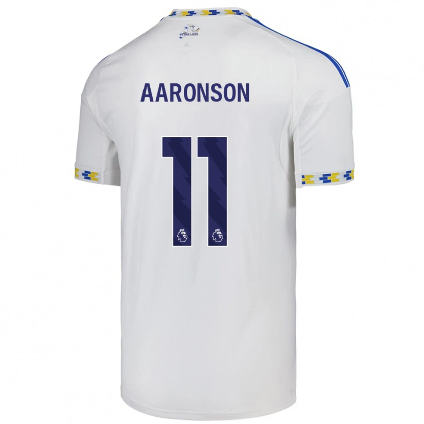 Danxen Uomo Maglia Brenden Aaronson #11 Bianco Blu Kit Gara Home 2025/26 Maglietta