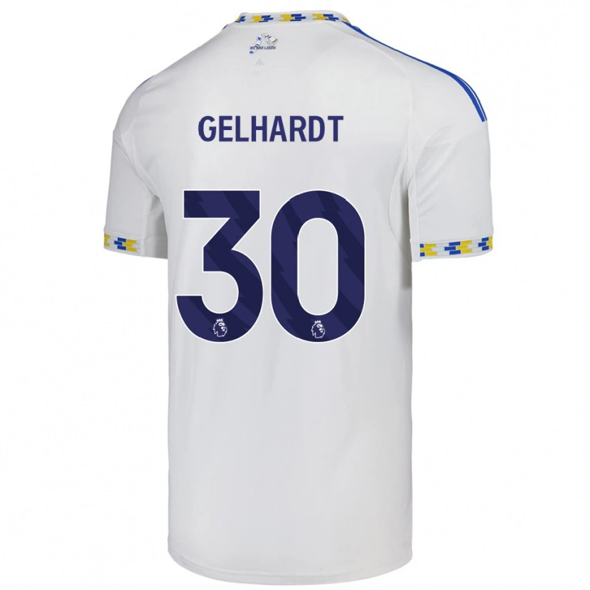 Danxen Uomo Maglia Joe Gelhardt #30 Bianco Blu Kit Gara Home 2025/26 Maglietta