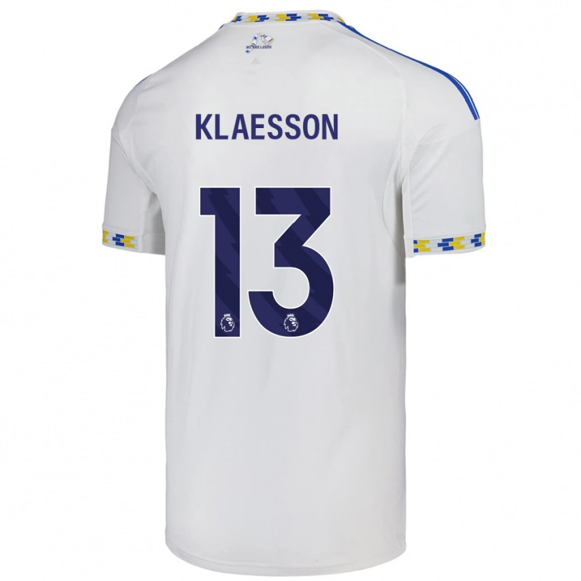 Danxen Uomo Maglia Kristoffer Klaesson #13 Bianco Blu Kit Gara Home 2025/26 Maglietta