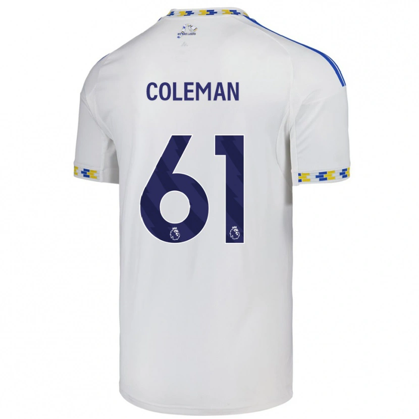 Danxen Uomo Maglia Cian Coleman #61 Bianco Blu Kit Gara Home 2025/26 Maglietta