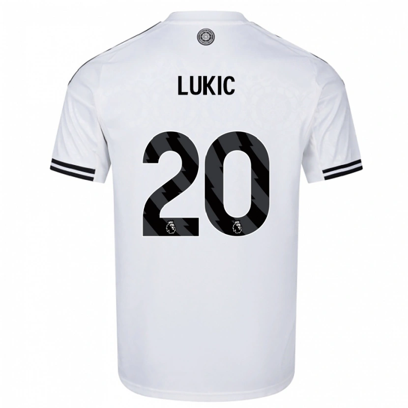Danxen Uomo Maglia Saša Lukić #20 Bianco Nero Kit Gara Home 2025/26 Maglietta
