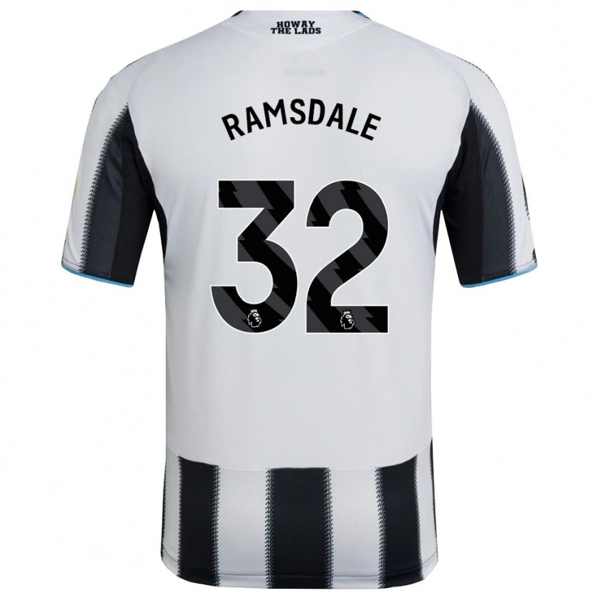 Danxen Uomo Maglia Aaron Ramsdale #32 Nero Bianco Kit Gara Home 2025/26 Maglietta