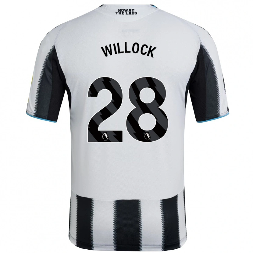 Danxen Uomo Maglia Joe Willock #28 Nero Bianco Kit Gara Home 2025/26 Maglietta
