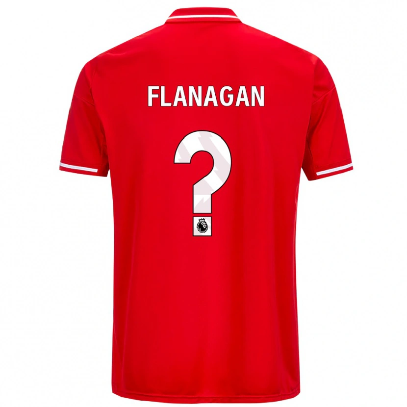 Danxen Uomo Maglia Theo Flanagan #0 Rosso Bianco Kit Gara Home 2025/26 Maglietta