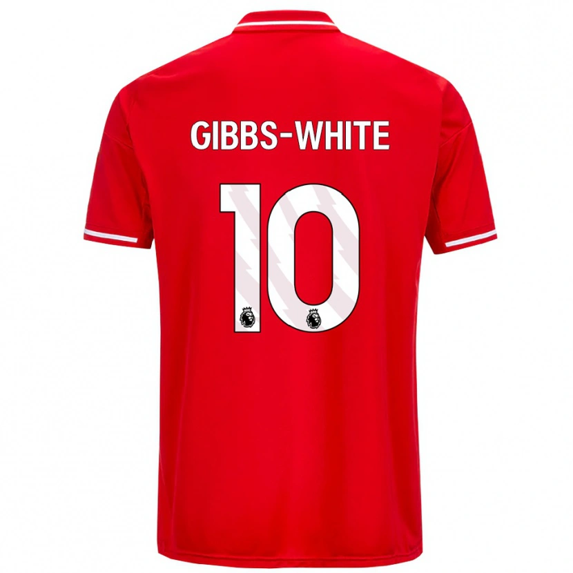 Danxen Uomo Maglia Morgan Gibbs-White #10 Rosso Bianco Kit Gara Home 2025/26 Maglietta
