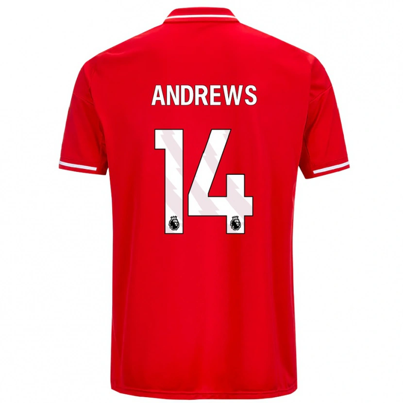 Danxen Uomo Maglia Harvey Andrews #14 Rosso Bianco Kit Gara Home 2025/26 Maglietta
