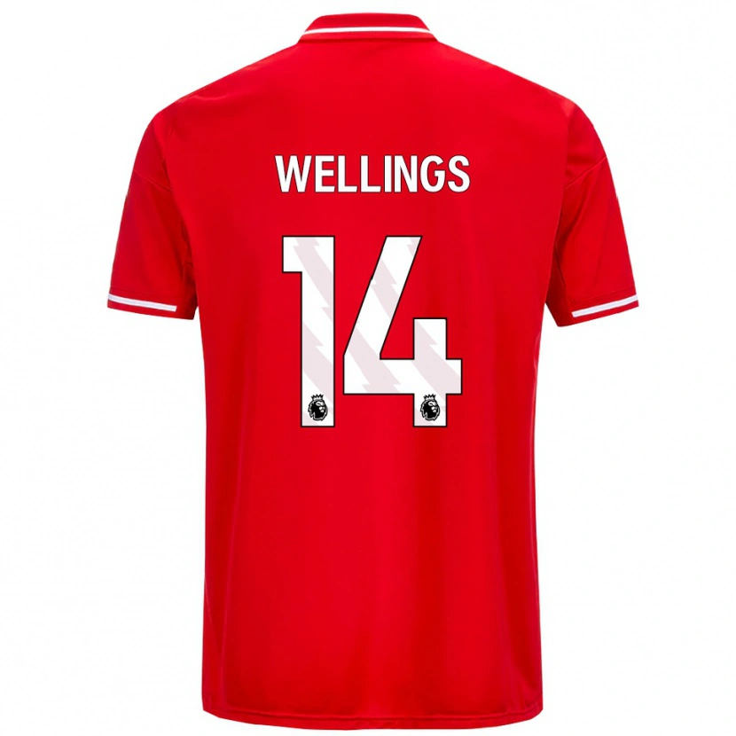 Danxen Uomo Maglia Charlie Wellings #14 Rosso Bianco Kit Gara Home 2025/26 Maglietta