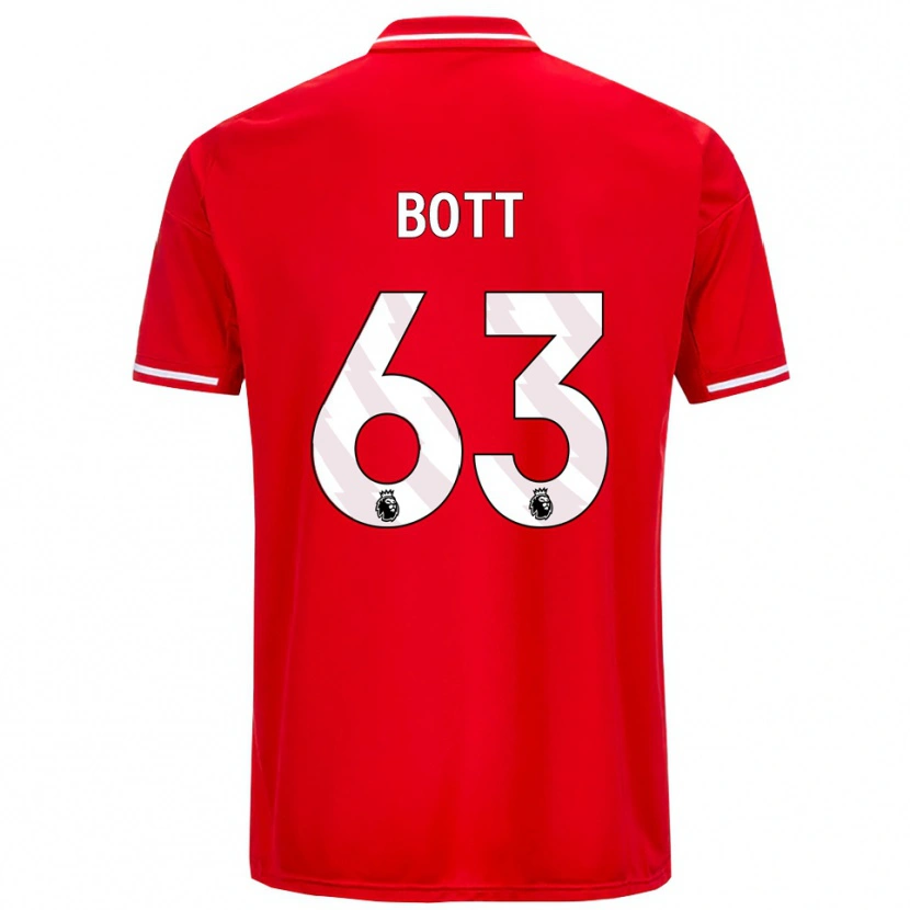 Danxen Uomo Maglia Aaron Bott #63 Rosso Bianco Kit Gara Home 2025/26 Maglietta